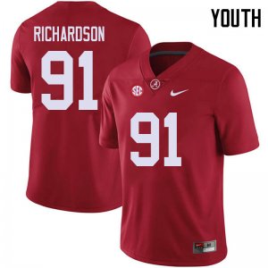 NCAA Youth Alabama Crimson Tide #91 Galen Richardson Stitched College 2018 Nike Authentic Red Football Jersey MA17V50OR